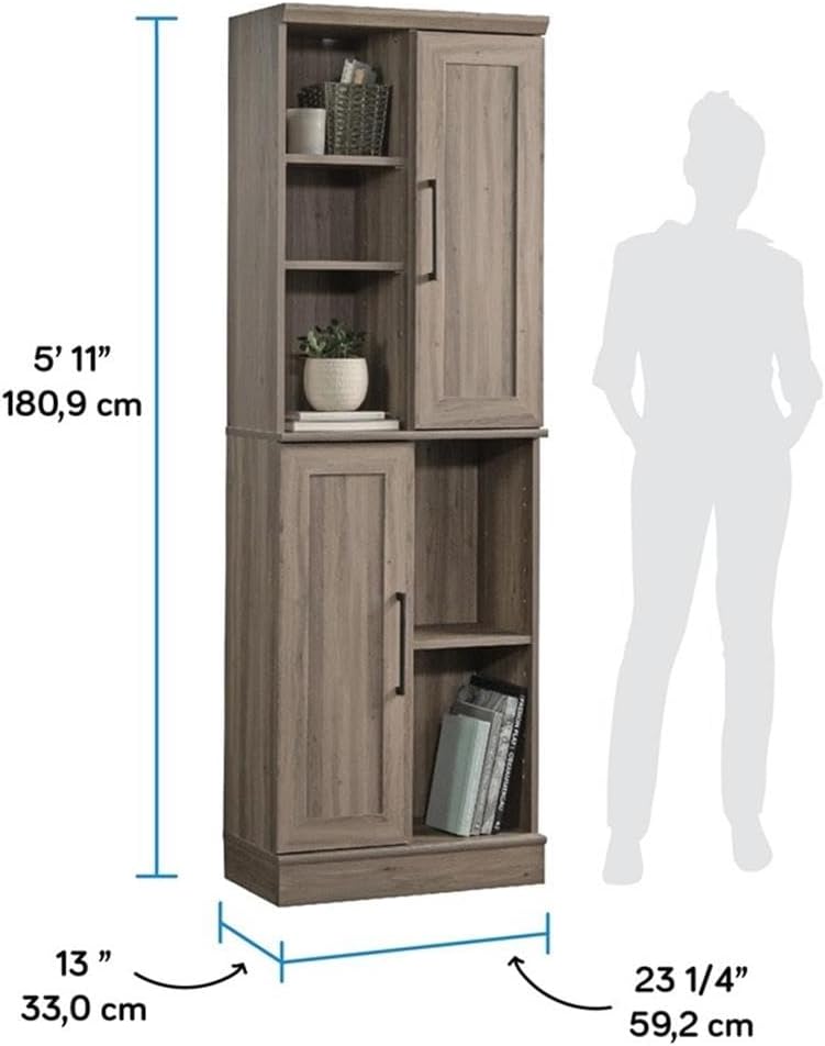Sauder HomePlus Multi-Room Storage Cabinet with Adjustable Shelves and Door Positioning, Kitchen Laundry Bathroom Pantry Storage Cabinet, in Salt Oak Finish