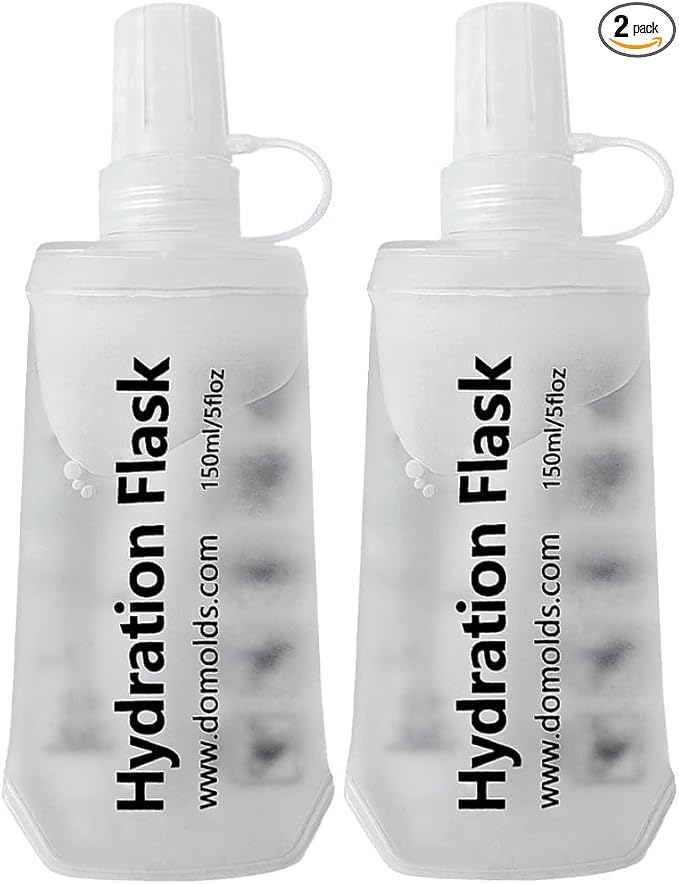 2 Pack 150ml/5 oz Soft Flask, Flexible TPU Soft Water Flask for Running Vest, BPA-Free Hydration Flask for Running, Hiking, Cycling, Climbing-White