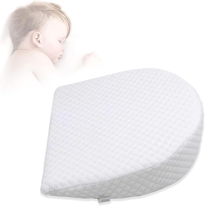 Sleep Pillow for Boys and Girls,Breathable Memory Foam Head Wedge Cushion Prevents Spit Pillow(White, Semicircle)