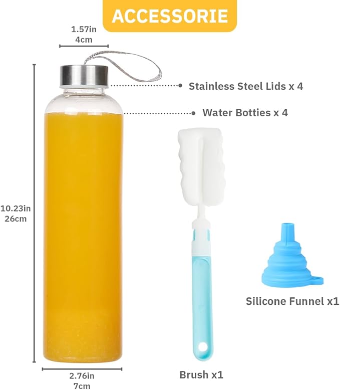 27 Oz Water Bottle Clear Plastic bottles Reusable Leak-Proof Seal Bottle with Stainless Steel Lids and Cleaning Brush for Fitness,Sports,Travel (6)