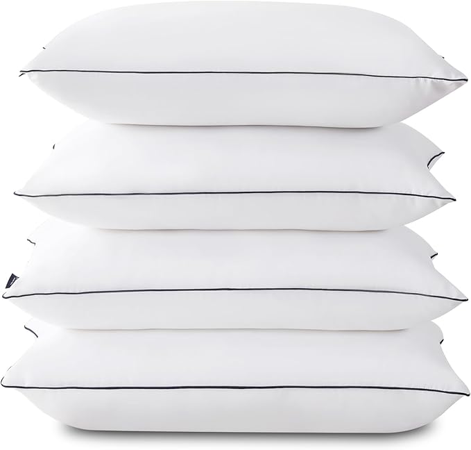 GOHOME Pillows Queen Size Set of 4 - Bed Pillows for Sleeping 4 Pack, Cooling Supportive Hotel Pillows with Premium Soft Down Alternative Fill for Side Stomach and Back Sleepers