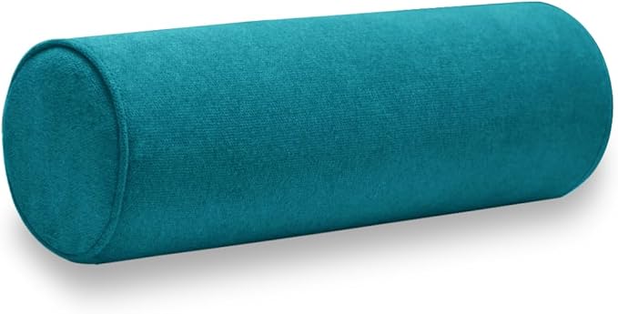 Cylinder Round Memory Foam Support Pillows 17.8X6 Cervical Neck Roll Pillow with Pillowcase Soft, Comfortable and Breathable for Sleeping, Chair, Car, Sofa，Travel Lake Blue