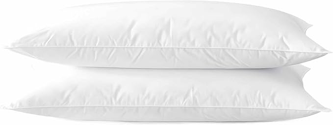 Thin Flat Soft Bed Pillows King Size Set of 2 Pack for Sleeping 20"x36", Hypoallergenic Skin Friendly Microfiber Filling Machine Washable