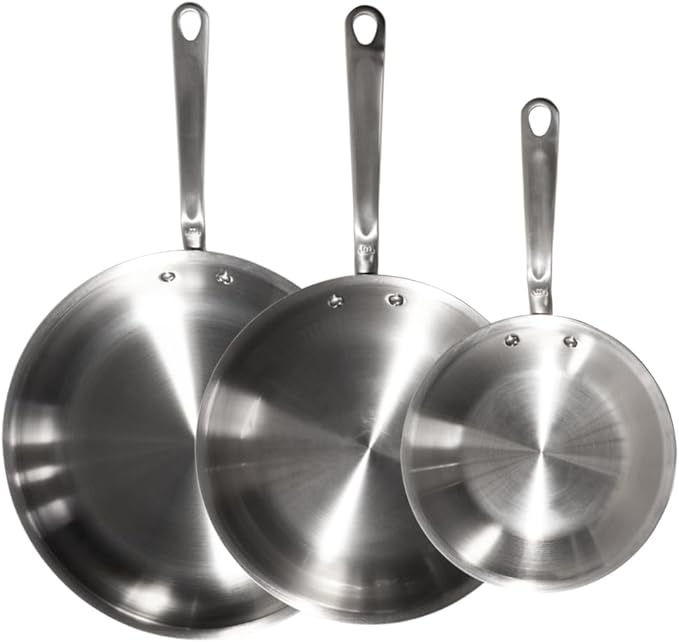 Made In Cookware - 3-Piece (Includes 8",10",12") Stainless Frying Pan Set - 5 Ply Stainless Clad - Professional Cookware - Crafted in Italy - Induction Compatible