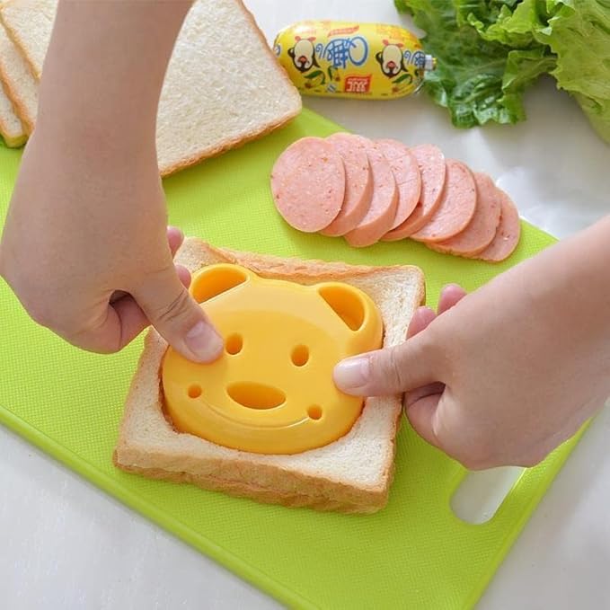 Leking 13 Pcs Wooden Kids Kitchen Knife, Kids Knife Set with Gloves Cutting Board Bear Sandwich Cutter Fruit Vegetable Cutters Serrated Edges Plastic Knifes for Real Cooking Kid Safe Knives