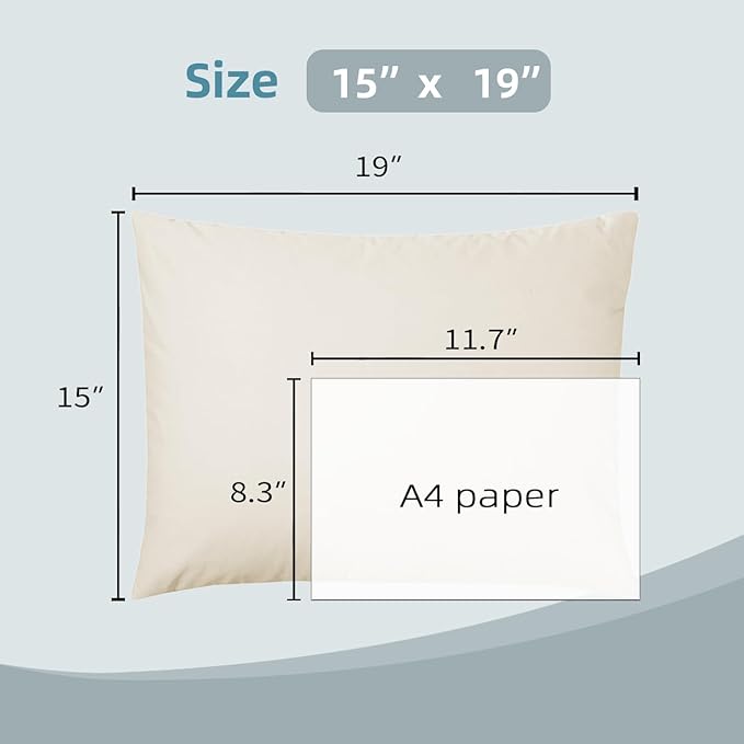 USlixury Buckwheat Pillow with Organic Pillowcase - Adjustable Buckwheat Hull Pillow, Buckwheat Pillows for Sleeping with Firm Support, Buckwheat Neck Pillow for Side Back Sleepers, 15"x19", Beige