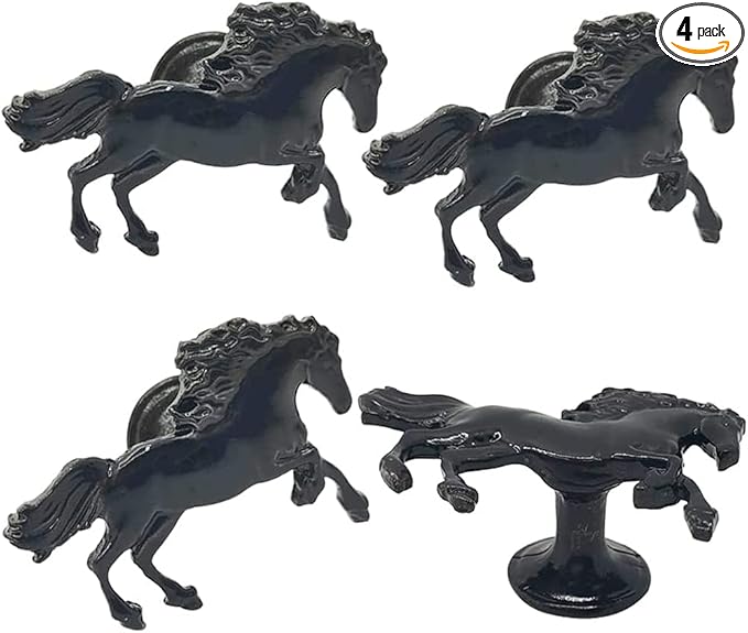 Horse Cabinet Knob 4 Pcs Drawer Dresser Knobs Pulls Cupboard Furniture Door Knobs Decorative Zinc Alloy Single Hole Handles