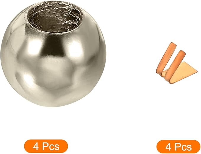 MECCANIXITY Pull Cord Tassels Window Blind Extender Chain Drop Knobs Ball Pull Ends Silver Tone, for Curtain Blinds Shades Light Ceiling Fan Switch, Pack of 4