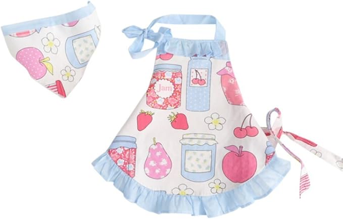 Childrens Bakeware Chef Owl Girls Toddler Kids Apron with Matching Cute Headscarf Outfit Set