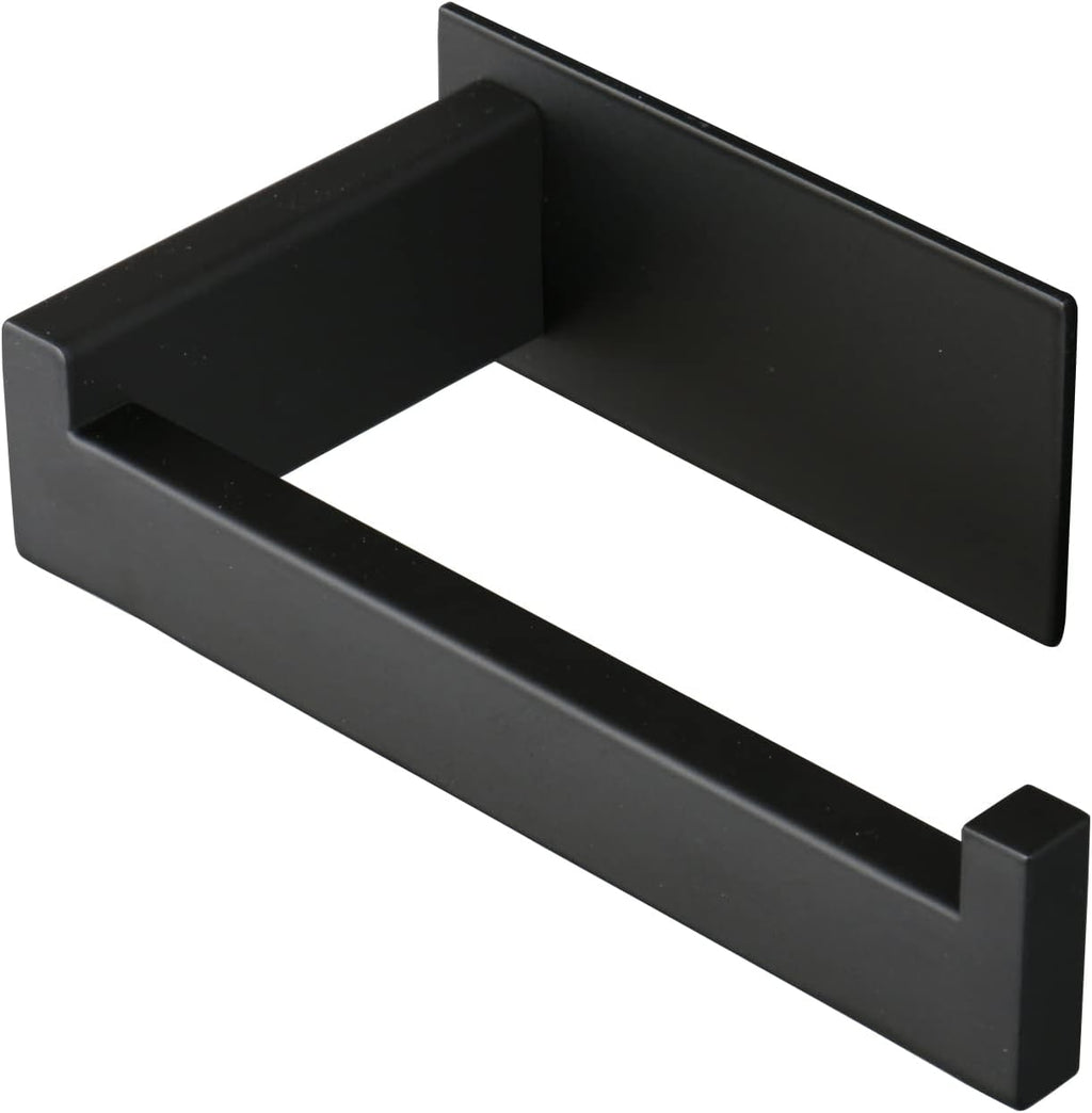 Toilet Paper Holder, Self Adhesive Tissue Holder Stainless Steel Rustproof Paper Roll Holder, No Drilling Easy to Install, Toilet Paper Rack Suitable for Office, Bathroom (Matte Black)