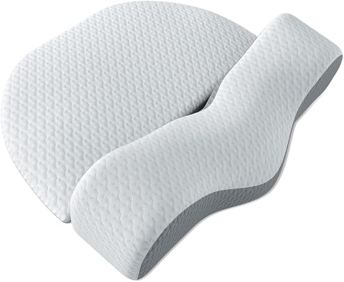 Memory Foam Neck Pillows Combo for Sleeping, Cervical Neck Pillow for Pain Relief, Neck Support Pillow Neck Roll Pillow for Bed (White-Upgrade Version)
