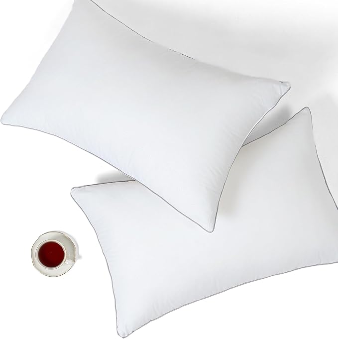 Pillows for Sleeping 2 Pack Bed Pillow Set of 2 for Side Back and Stomach Sleepers Down Alternative Filling Luxury Soft (White, Queen(2 Pack))