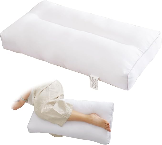 Knee Pillow for Side Sleepers, 4.3 inch Leg Pillow for Sleeping Supportive Hip Pillow Relieves Leg Back Knee Pain, Leg Positioner Pillows, Cotton Fabric,White