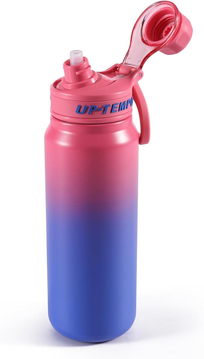 28oz Sports Water Bottle with Straw, Stainless Steel Vacuum Insulated Cooling Water Bottle, Leak Proof Metal Water Bottle, Double Insulated, Suitable for Sports, Gym and Travel (Rose & Blue)