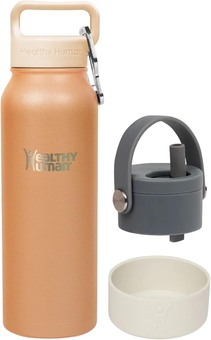 21oz Healthy Human Bottle Bundle with Insulated Bottle, Straw Lid & Bumper Boot - 21oz Mocha