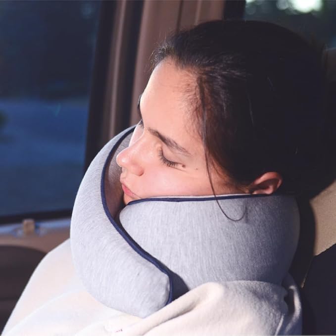 Memory Foam Travel Pillow | Provides Real Support to Head, Neck, and Chin | Best Firm Airplane Pillow for Long Flights