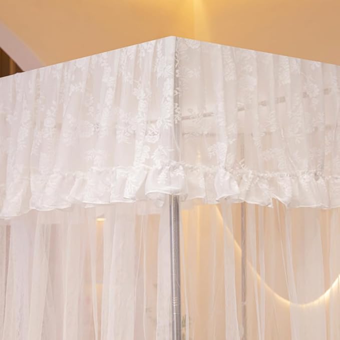 Mengersi Canopy Bed Curtains Bed Canopy,Canopy for Bed Curtains-Cozy Drape Netting,Princess Bed Drapes for Girls Adults Bedroom Decoration(King,White)