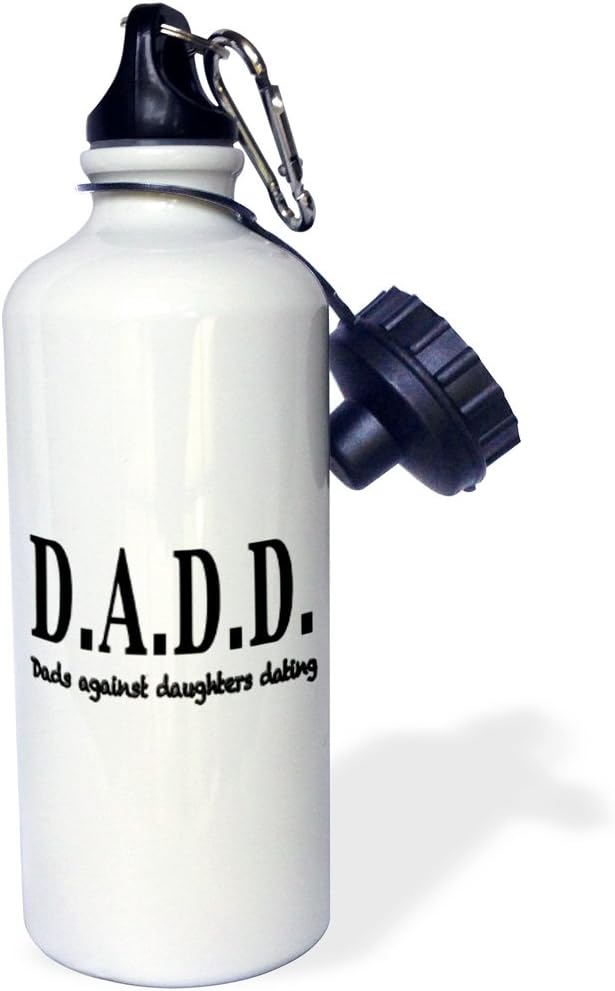 3dRose "DADD Dads against daughters dating" Sports Water Bottle, 21 oz, White