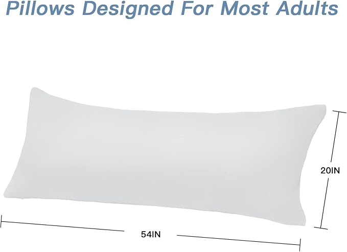 DOWNCOOL Luxury Full Body Pillow Insert with Fiber Cover - Ultra Soft Body Pillow for Sleeping - Breathable Long Bed Pillow Insert, 20"x54"(White, with Cover)