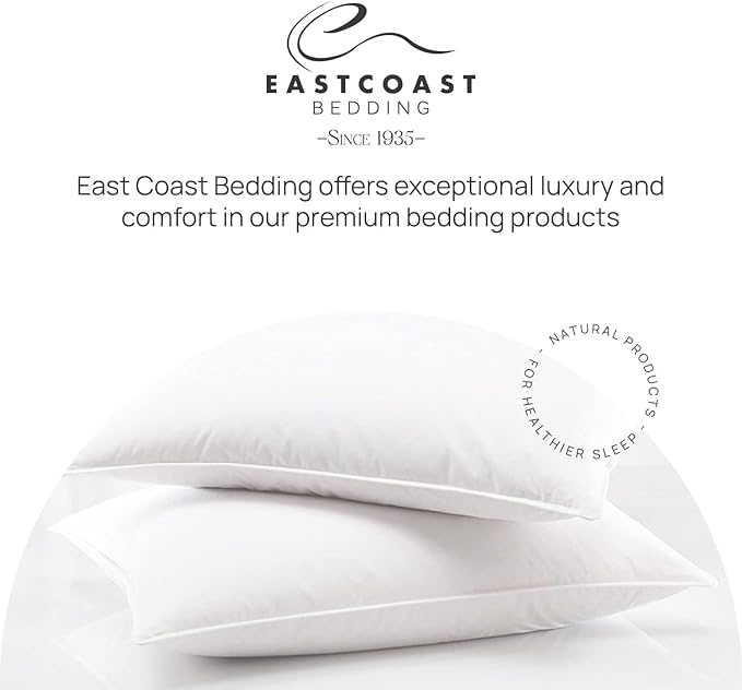 East Coast Bedding Standard Pillow Cozy Dream Firm Pillow, Medium Support Hotel Pillow, Standard Size 20x26 Inch Goose Feather Down Pillows, Pack of 1