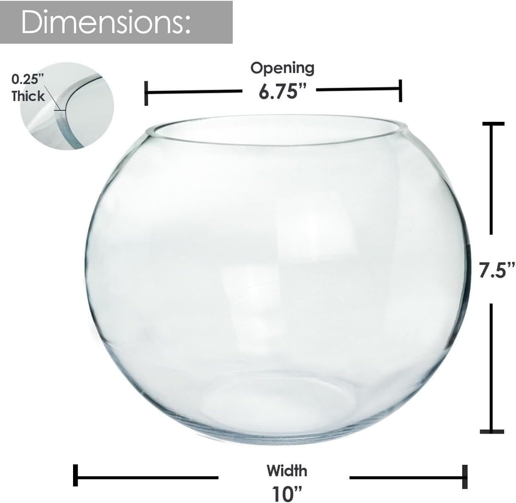Craft And Party, Glass Bubble Vase, 8" Height x 10" Width Glass Fish Bowl, Bubble Bowl for Terrarium, Flower Centerpiece