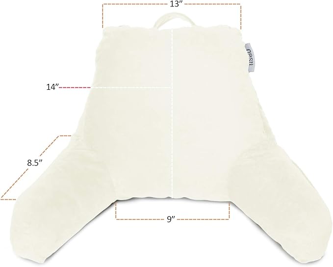 Nestl Reading Pillow for Kids, Small Bed Pillow, Back Pillow for Sitting in Bed, Memory Foam Chair Pillow, Reading & Bed Rest Pillows, Off White Back Pillow for Bed, Arm Pillow with Pockets