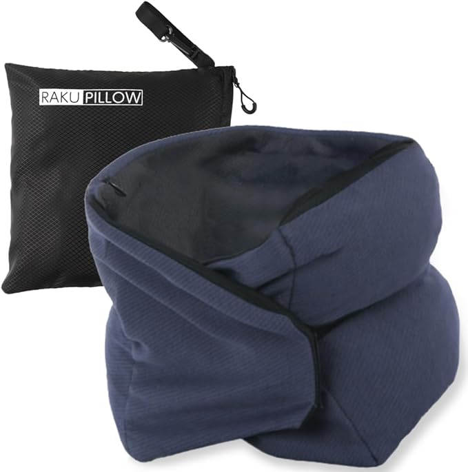 Riverland Travel Pillow Neck Pillow Strong Support Easy to Carry Compact Designed in Japan Useful in Office naps Airplane car Train for Sleeping (Navy)