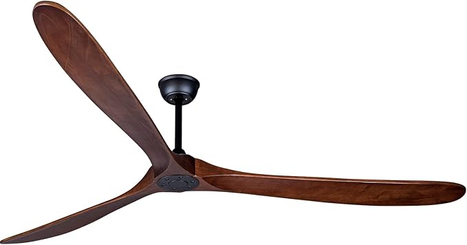 Bigzone 88" Big Ceiling Fan With Remote Control, DC Motor Quiet Energy Saving,3 Brown Balsa Wood Blades,Outdoor/Indoor Ceiling Fan With Reversible Blades