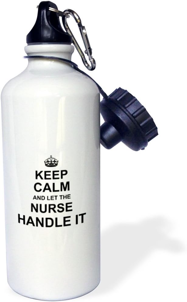3dRose "Keep Calm and Let the Nurse Handle it. fun funny career job pride gift Flip Straw" Water Bottle, 21 oz, White