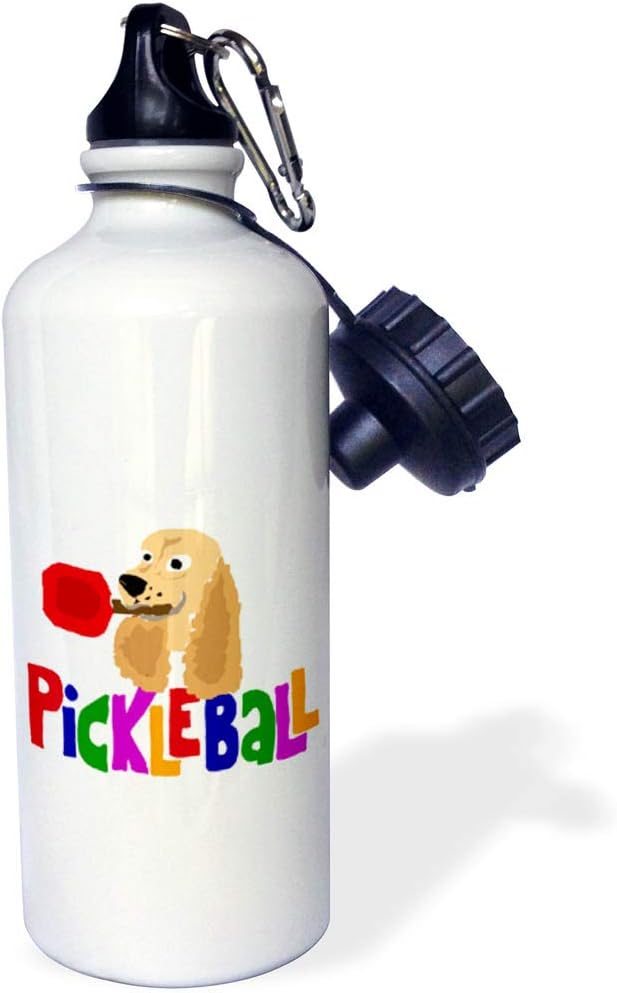3dRose Funny Pickleball Cocker Spaniel with Paddle Sports Water Bottle, 21 oz, Multicolor