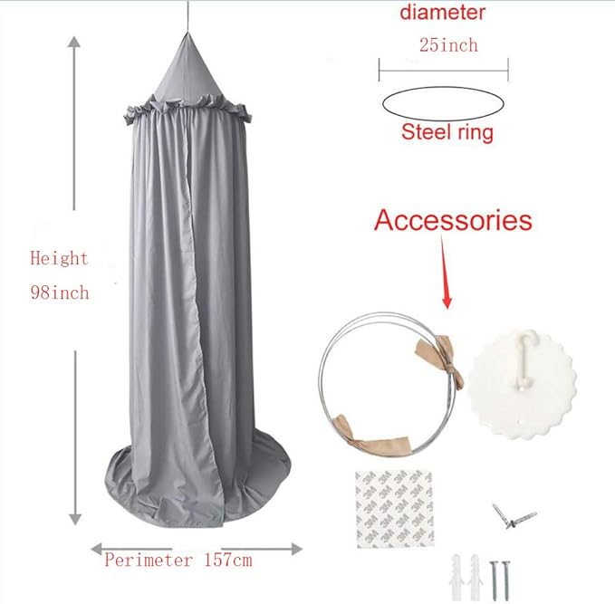 Mengersi Bed Canopy Play Tent for Kids, Round Dome Kids Mosquito Net Indoor Outdoor Castle Hanging House Decoration Reading Nook (Dark Blue)