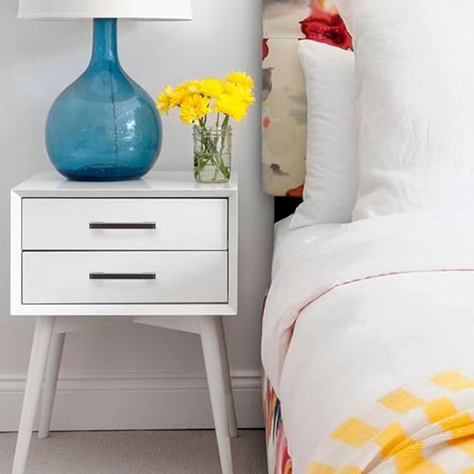 Leather Handle Brass Leather Handle Nordic Minimalist Style Handle Wardrobe Dressing Table Bedroom Living Room Kitchen Handle Hardware Furniture - 2 Pack (Black, 96mm(3-3/4in))