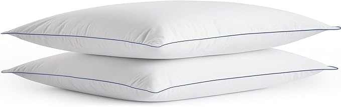SILUI Extra Flat Soft Thin Pillows Standard Size Set of 2 Pack Bed Pillow with Down Alternative Fill for Side Back Stomach Sleepers, 20x26 Inches