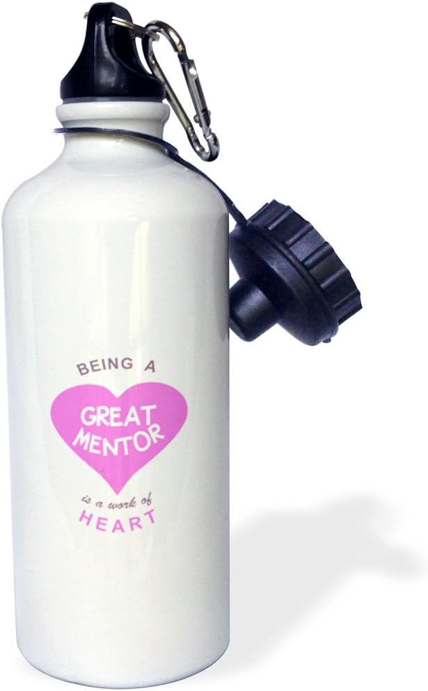 3dRose work of Heart-pink-good mentoring quote-Sports Water Bottle, 21oz , Multicolored