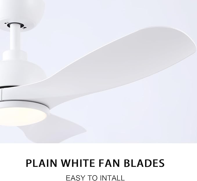 42-Inch White Ceiling Fan with Light - Remote Control, 3 Color Changing, Dimmable, Reverse Rotation - Quiet, 6 Speeds - Ideal for Living Room, Bedroom, Balcony