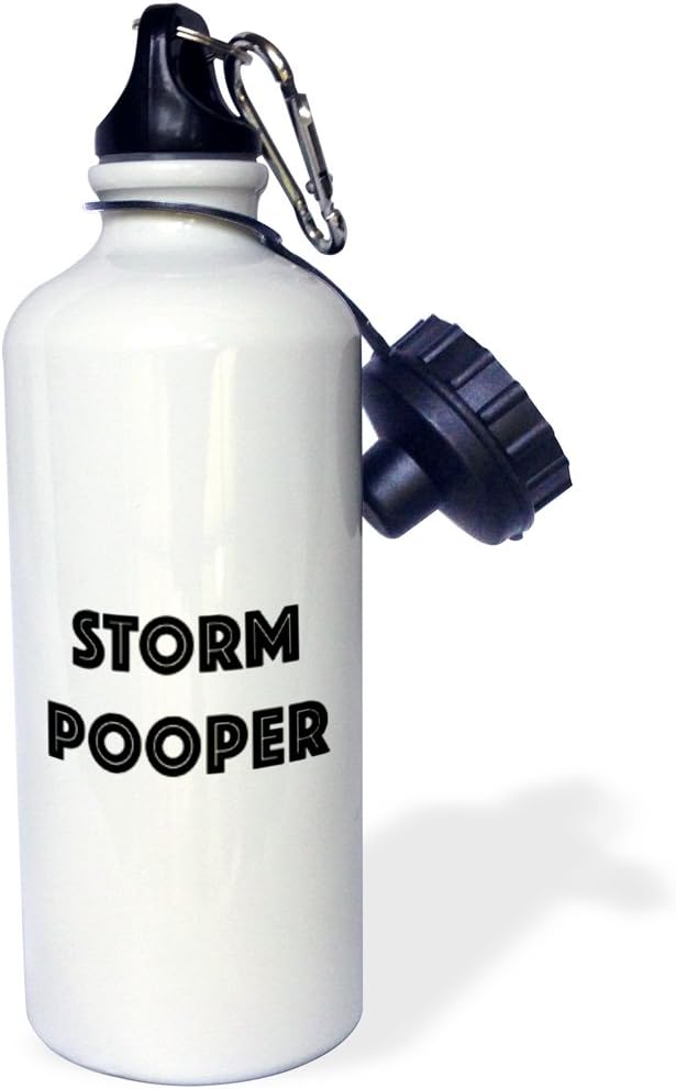 3dRose PRINT OF THE TEXT, STORM POOPER-Sports Water Bottle, 21 oz, White