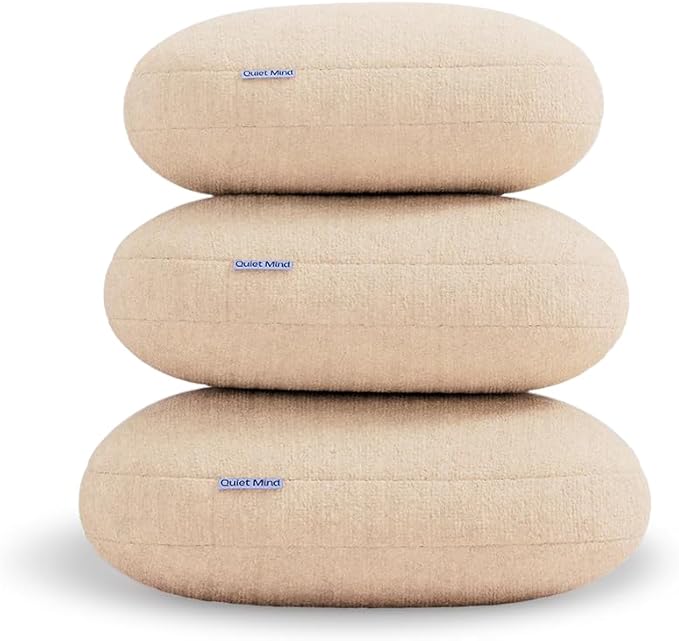 Quiet Mind The Original Weighted Pillow for Adults & Kids - (Medium, Cashew, 9 lbs) - Weighted Body Pillow - Alternative to Weighted Blanket - Enhanced Deep Sleep and Stress Relief - Hug Pillow
