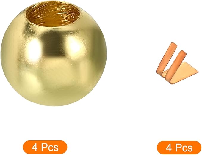 MECCANIXITY Pull Cord Tassels Window Blind Extender Chain Drop Knobs Ball Pull Ends Gold Tone, for Curtain Blinds Shades Light Ceiling Fan Pull Switch, Pack of 4