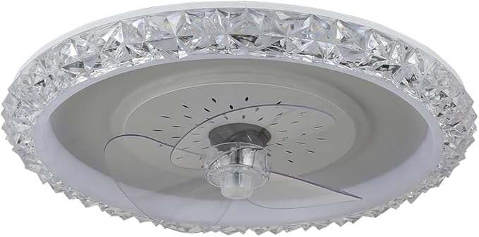 20" Flush Mount Ceiling Fans with Lights and Remote Control,Crystal Low Profile Ceiling Fan,6 Speed Reversible Mute,Bladeless Ceiling Fan for Living Room Bedroom