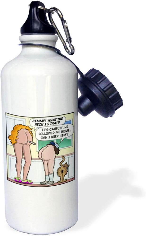3dRose Buts, Beltsville jimmy butz asks mom if he can keep cat-butt, butzville cartoon frame-Sports Water Bottle, 21oz , Multicolored