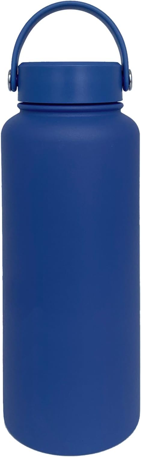 40oz Insulated Water Bottle ，Stainless Steel Sports Water Cup Flask with 2 Lids, Wide Mouth Travel Thermal Mug,Outdoor Sports Bottle（Dark Blue）