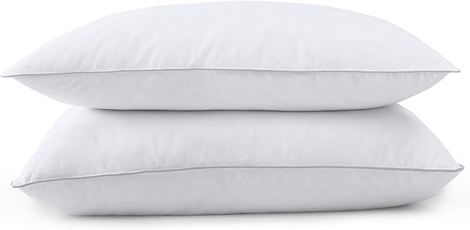 WOLKI Goose Feather Down Alternative Pillows Queen Size Set of 2, 100% Soft Cotton Shell Bed Pillow, Hotel Sleeping Pillow for Back, Stomach or Side Sleepers 20x30