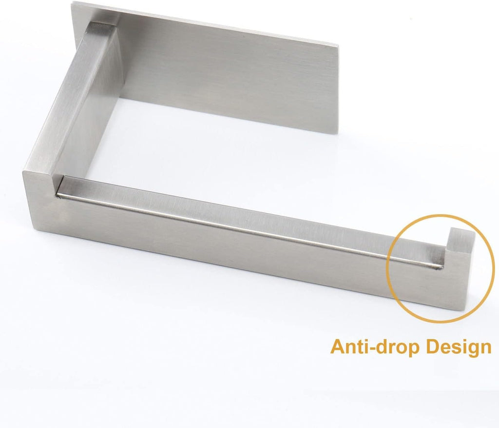 Toilet Paper Holder, Self Adhesive Tissue Holder Stainless Steel Rustproof Paper Roll Holder, No Drilling Easy to Install, Toilet Paper Rack Suitable for Office, Bathroom (2, Brushed Nickel)
