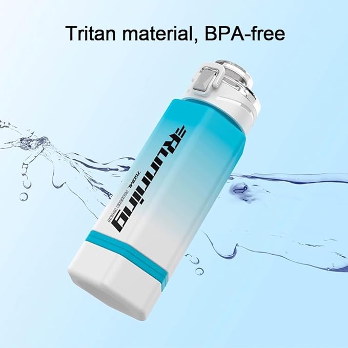 27 oz Hexagon Water Bottle, Wide Mouth Leak Proof Water bottles BPA-free Plastic Water Bottles Hexagonal Shape Water Bottle Reusable Water Bottle With Handle for Travel Fitness (Blue)