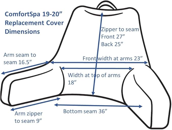 ComfortSpa Reading Pillow Replacement Cover for 19 inch Back Rest Pillow, Polyester Velour Machine Wash and Dry (Navy Blue)