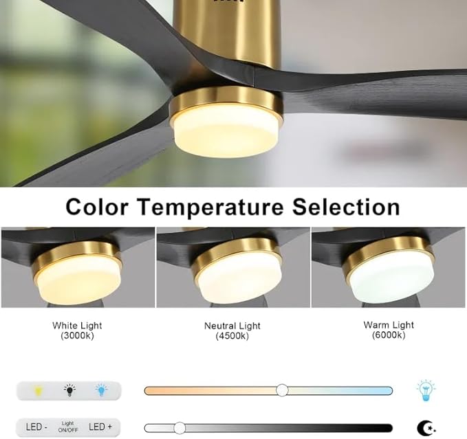 NicBex Ceiling Fan 52 Inch Ceiling Fans with Lights Ceiling Fan with 3 Blades and Remote Control Reversible DC Motor Ceiling Fan for Bedroom, Living Room, Black