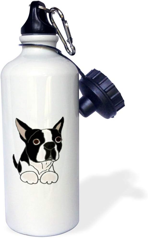 3dRose Cute Boston Terrier Puppy Dog Original-Sports Water Bottle, 21oz , 21 oz, Multicolor