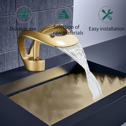 Elegant Bathroom Sink Faucet Single Hole,Cold and Hot Water Basin Sink… (Gold Alien Faucet)