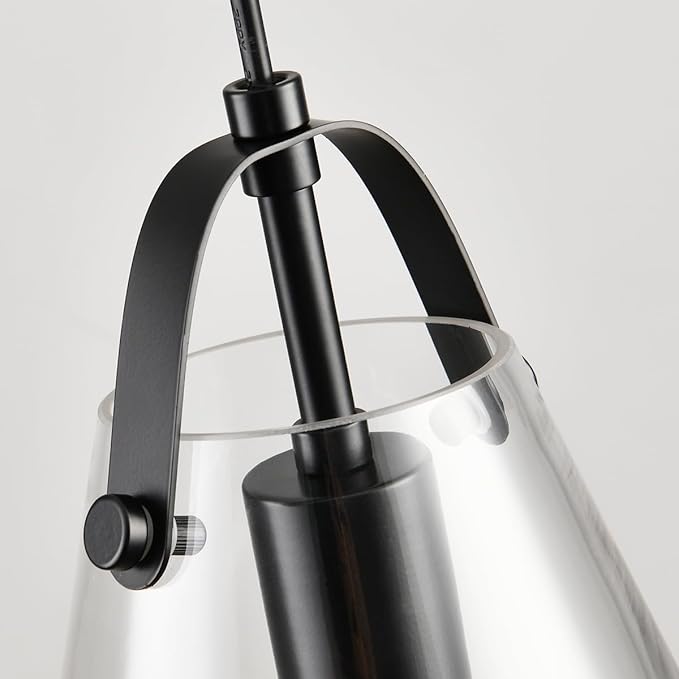 Black Pendant Lights Kitchen Island,Modern Design Clean Clear Farmhouse Glass Pendant Light,Light Fixture Kitchen Pendant Medium Hanging Light Fixture for Sink A60 Bulb Recommened