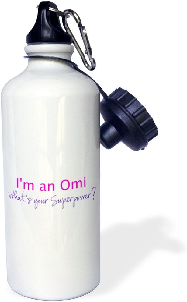 3dRose Im an Omi-Whats Your Superpower-hot Pink-Funny Gift for Grandma-Sports Water Bottle, 21oz , 21 oz, Multicolor
